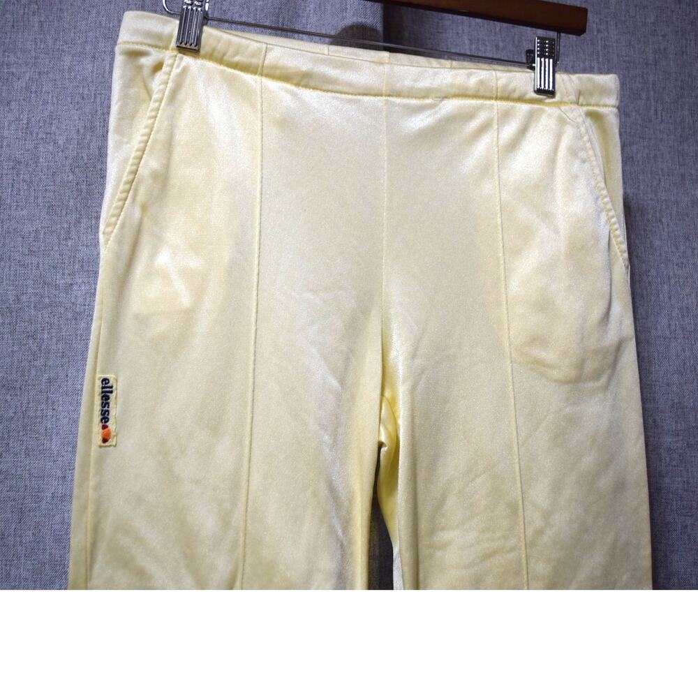 Ellesse Yellow Velour Track Pants Size 10W (Vintage Made in Italy) - Picture 2 of 3